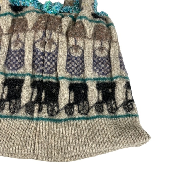 Handmade Wool Unique Shoulder Tote Bag Button Loop Amish Horse Buggy Carriage - Picture 7 of 13